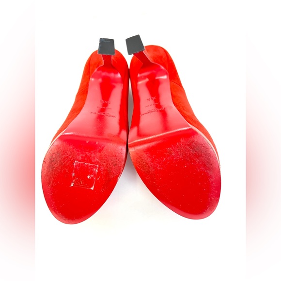 Saint Laurent Red Suede Tribute Two Platform Pumps - Picture 7 of 8